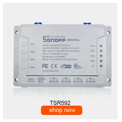 Itead Sonoff 4CH Pro R2 многоканальный беспроводной wi-fi-переключатель для умного дома модуль домашней автоматизации 433 МГц пульт дистанционного управления 220 В