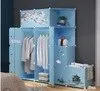 Черный DIY простой шкаф современный экономичный сборочный бытовой имитация дерева подвесной шкаф для хранения пластиковых тканей большой шкаф - Цвет: Черный