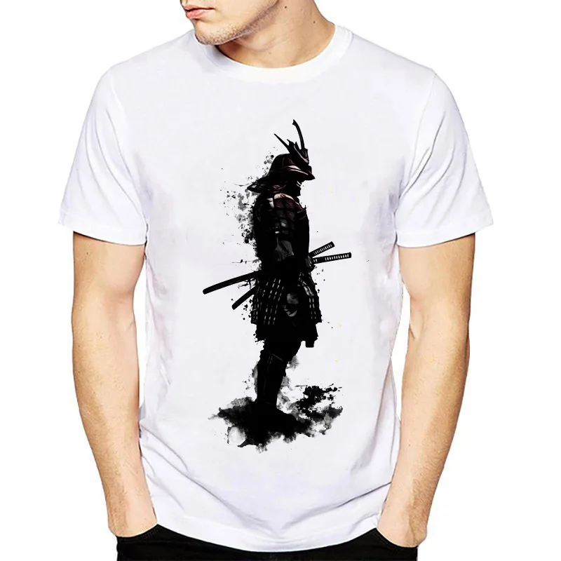 Летняя мода Япония бронированный Самурай печатных Повседневная футболка с