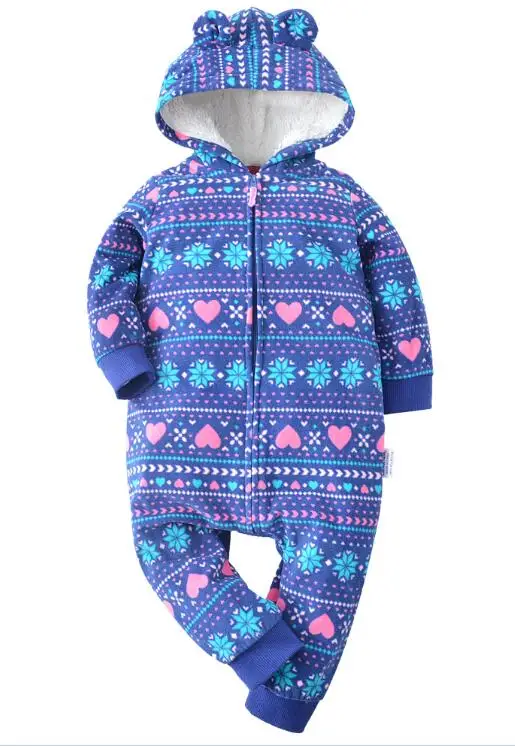 Blue snow Зимняя одежда bebes, комбинезон для девочек, пижамы для младенцев, флисовый Детский комбинезон с капюшоном, детская одежда с рисунком лисы, теплая одежда для маленьких мальчиков - Цвет: Blue snow