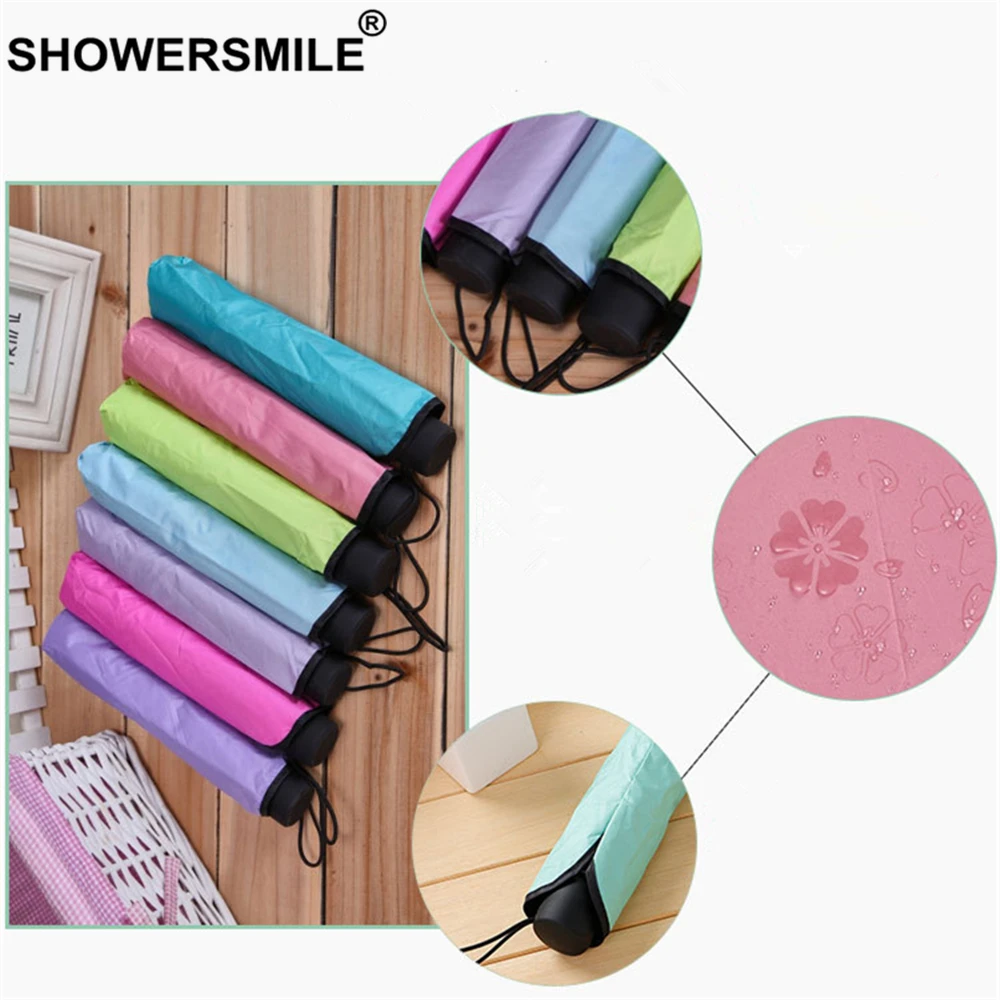 SHOWERSMILE изменения Цвет складной женский зонтик с оборками Роман дождя и солнца