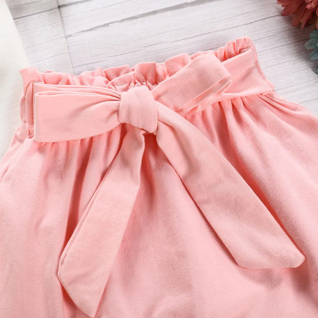 Очаровательные розовые комплекты одежды принцессы из 3 предметов для маленьких