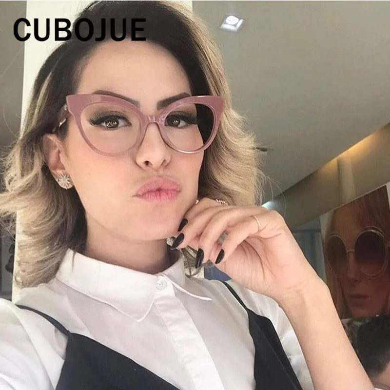 

Cubojue Vintage Cat Eye Woman's Glasses Retro Cateye Frame for Female Grade Points Small Nerd Fashion Women Eyeglass Decoration
