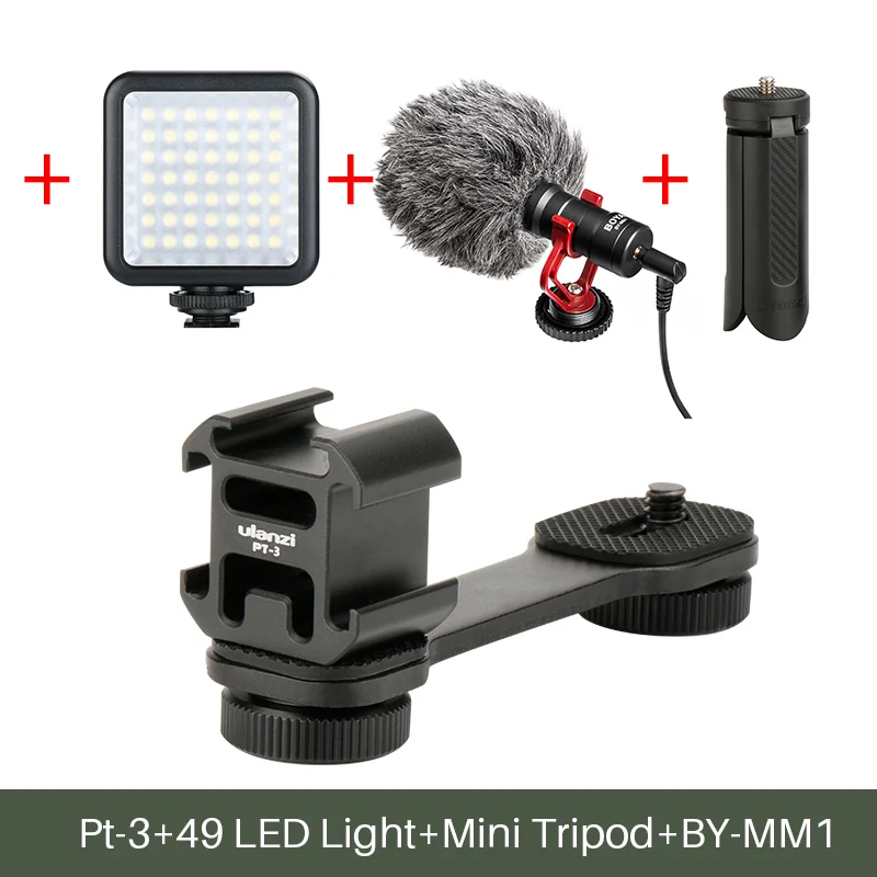 Ulanzi Smartphone Vlogging Kit with Professional Recording Microphone for iPhone Samsung Nikon DSLR Youtube Vlogging Video Gear - Цвет: PT-03 Mic Light Kit