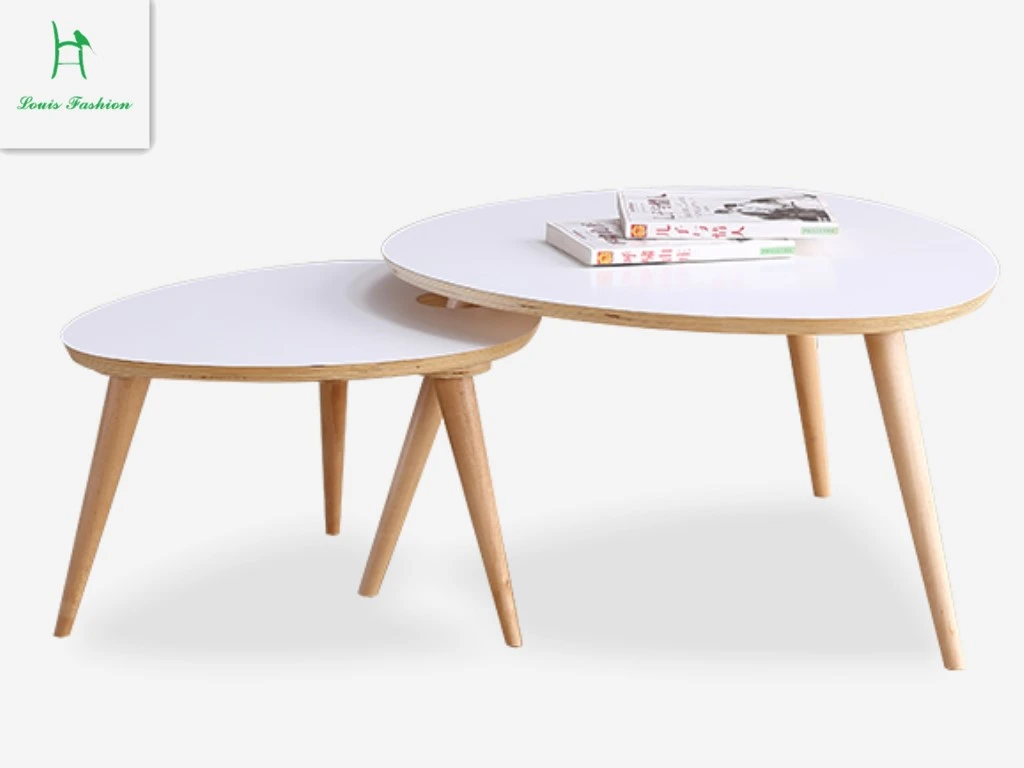 LxDxH Yaheetech Set of 2 Modern Nest of Tables White Gloss Wood Coffee Table Sofa Side End Table Living Room Large table 78.5x78.5x40 cm; Small table:56.5x56.5x30cm 