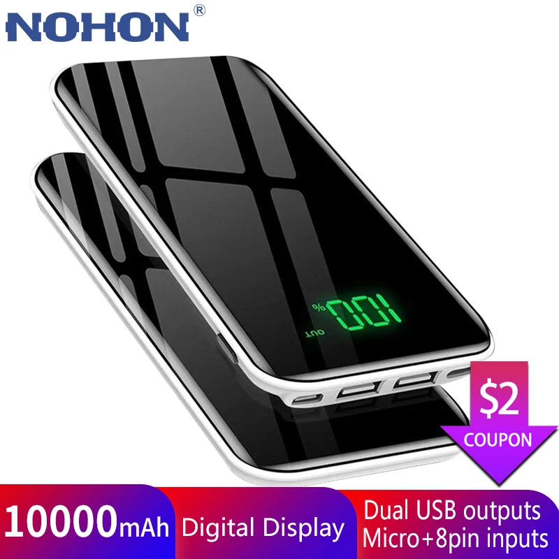 NOHON, 10000 мА/ч, внешний аккумулятор, мини внешний аккумулятор, быстрая зарядка, 3,0, для iPhone, huawei, Xiaomi, 10000 мА/ч, внешний аккумулятор, портативное зарядное устройство, аккумулятор