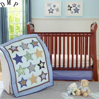 4pcs embroidered New Arrived crib bed linen baby Bedding set tour de lit bébé (4bumper+duvet+bed cover+bed skirt)
