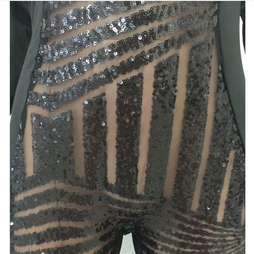 

Women Mesh Sequined Legging Jumpsuit V-Neck Jumpsuit Ankle-Length Bodycon Sexy Transparent Rompers Jumpsuit Ladies Outfits