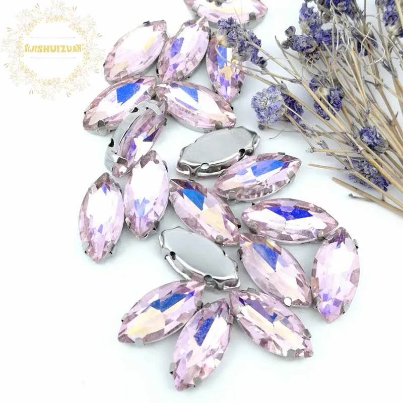 7*15mm Horse eye Dazzle color Crystal Glass Sewing Rhinestones with Claw DIY Shose and Wedding Dresses Complete | Дом и сад