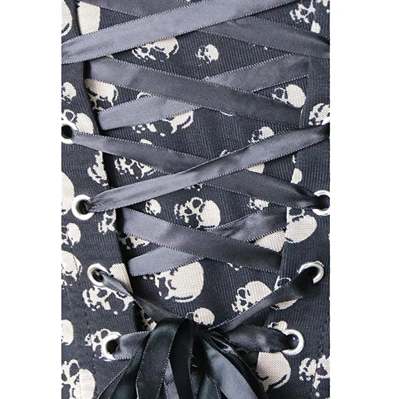 Women Print Halloween Costume Waist Slimming Overbust Corset Skull Sexy Club Bodysuits For Bustier Crop Top | Женская одежда