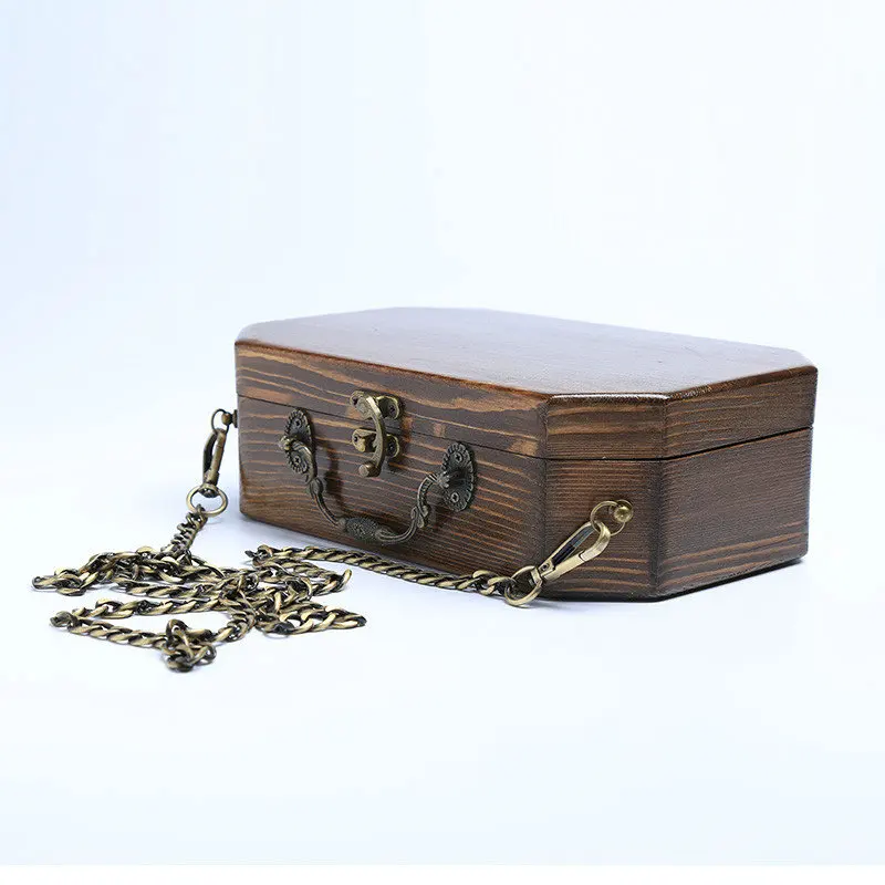 Женская сумка-клатч ручной работы оригинальная октагональная деревянная