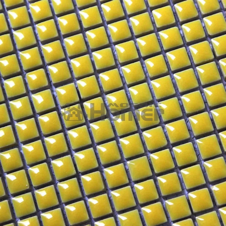 

shipping free! lemon color glazed ceramic mosaic TILE sheet 12x12", 6mm thick yellow color ceramic wall tiles