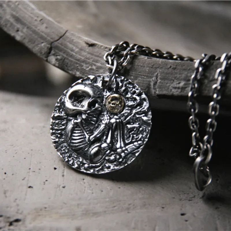 Подвеска в виде черепа винтажные Подвески скелета серебряное ожерелье для