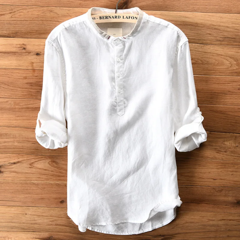 

New High Quality Summer Tee Shirt Homme Loose Linen Camiseta Hombre Manga Corta