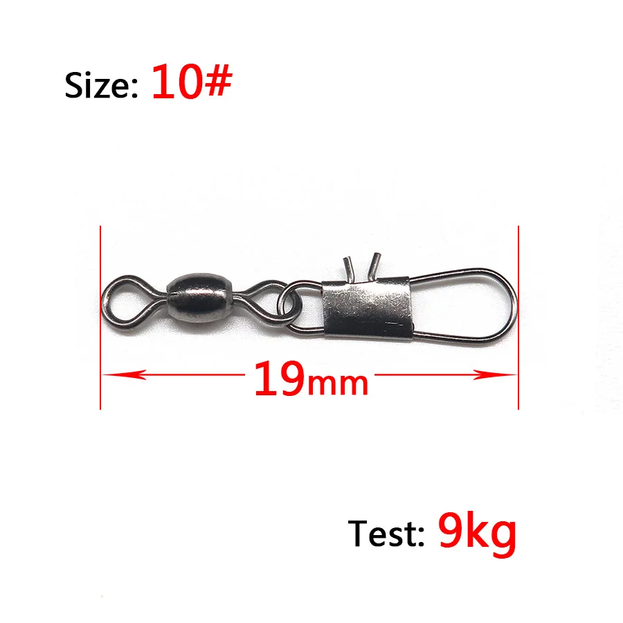 Size 10 Minfishing 50 шт. из нержавеющей стали Rolling поворотный с блокировкой оснастки рыболовные Вертлюги рыболовный крючок Разъем - Цвет: Size 10