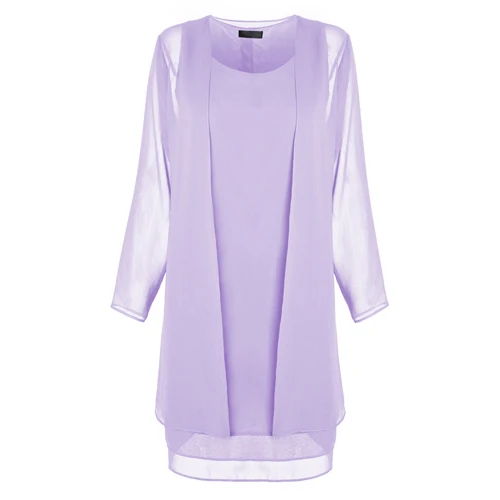 4XL 5XL размера плюс комплект из 2 предметов женская одежда сексуальная с длинным рукавом свободные белые вечерние шифоновые миди платья трендовые товары Vestidos - Color: Purple