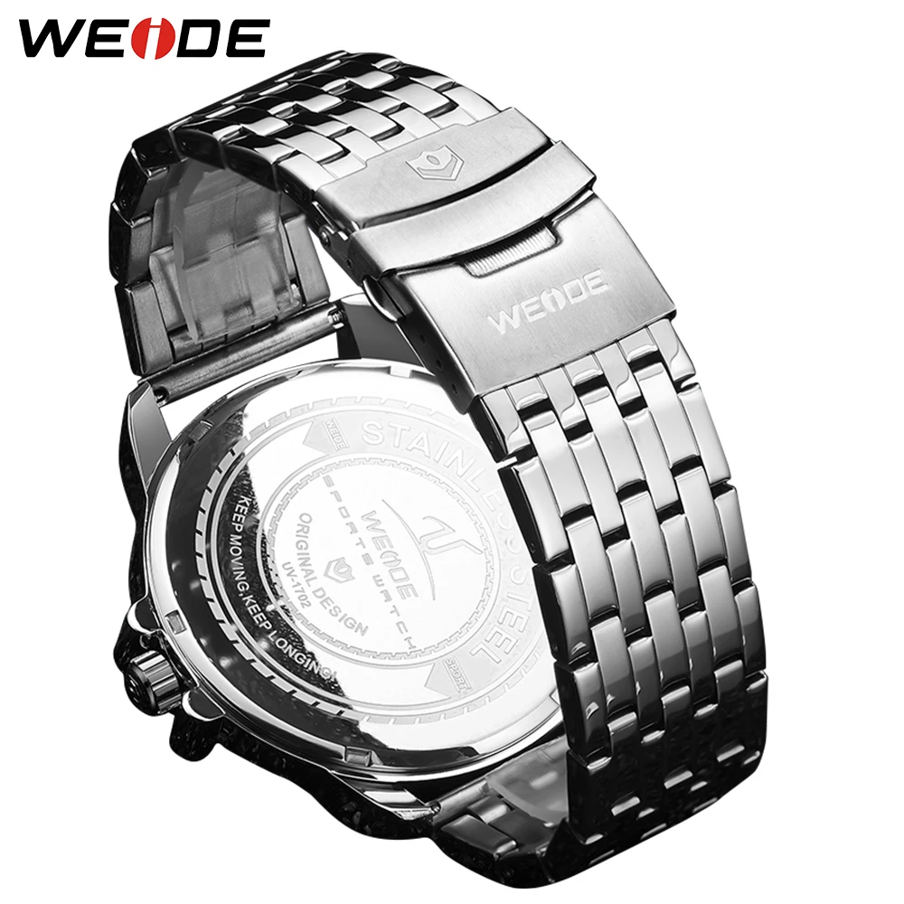 WEIDE Military Watches Relogio Masculino Men Quartz Analog Display Stainless Steel Strap Watch Big Black Dial Automatic Clock | Наручные