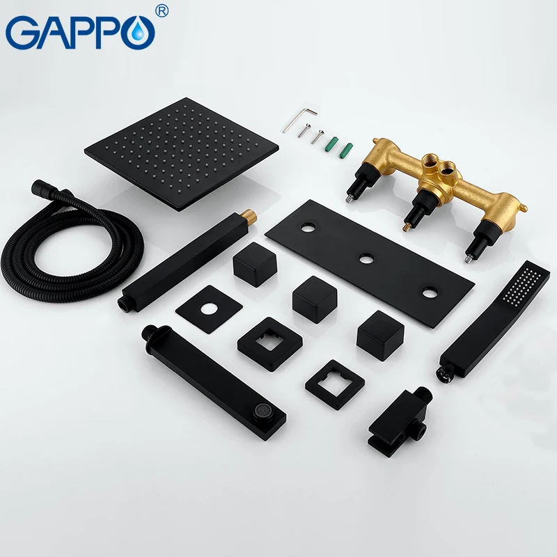 Смеситель для душа GAPPO черный скрытый смеситель с настенным креплением и
