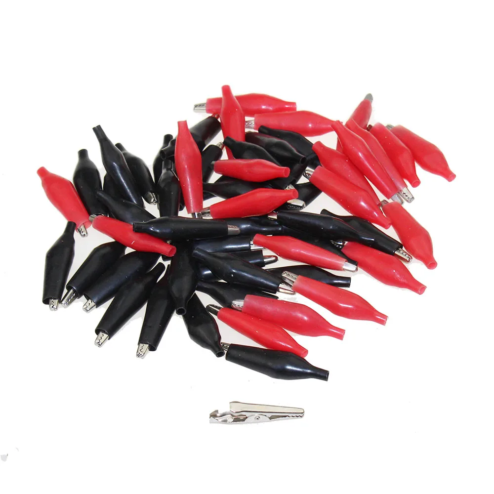 

100pcs 28MM 35MM 45MM Metal Alligator Clips Crocodile Connector Electrical Clamp for Testing Probe Meter Black&Red