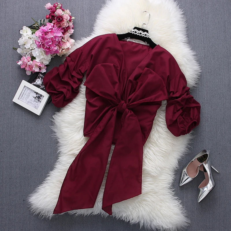 Женская рубашка с V-образным вырезом Alphalmoda Повседневная блузка