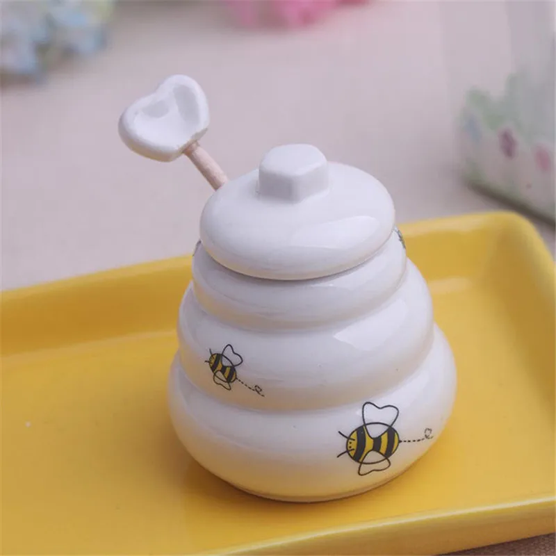 20 шт предназначены для пчелиных керамических Горшочек меда с деревянной Диппер