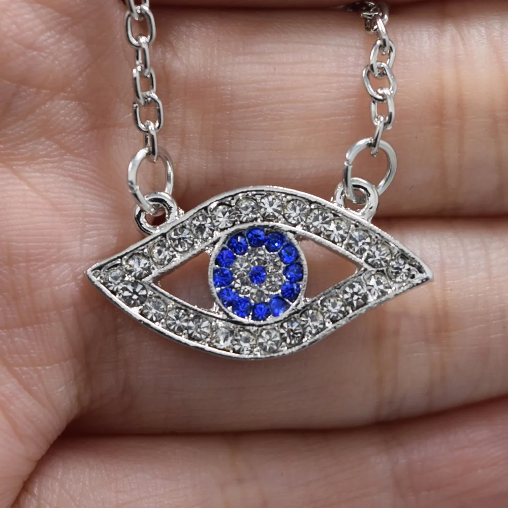 Синий сглаза Хамса Rhinestone Модные украшения сапфир короткие Цепочки и ожерелья