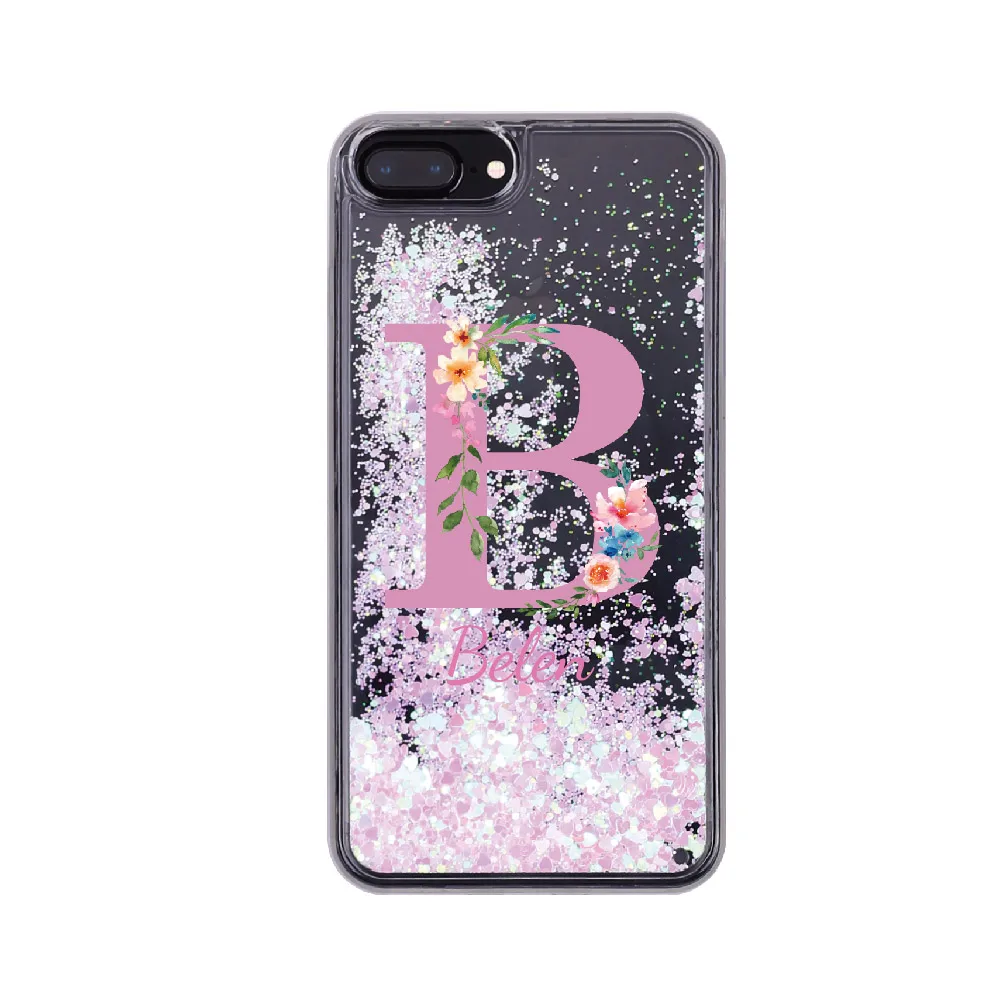 Pink-Pink Glitter Текст на заказ, блестящий Блестящий розовый золотой цветочный мягкий чехол для телефона для iPhone 11 Pro Max6S XS Max 7 7Plus 8 8Plus X - Цвет: Pink-Pink Glitter