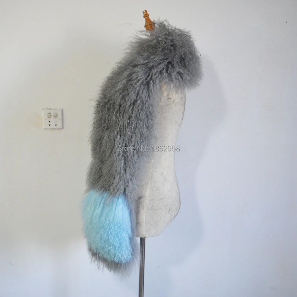 170cm*14CM SJ765 Newest Fashion Mongolia Sheep Scarf with Pockets 2019 Cool Packets Long Fur |