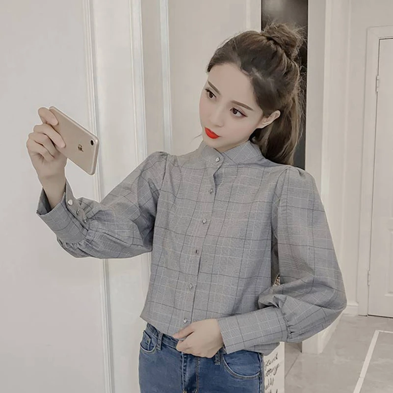 Женская свободная рубашка с длинным рукавом V образным вырезом и вышивкой