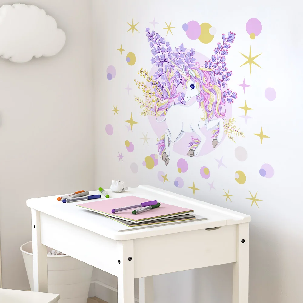 Милые единороги стикер s звезда наклейки на стену в форме сердца для детской