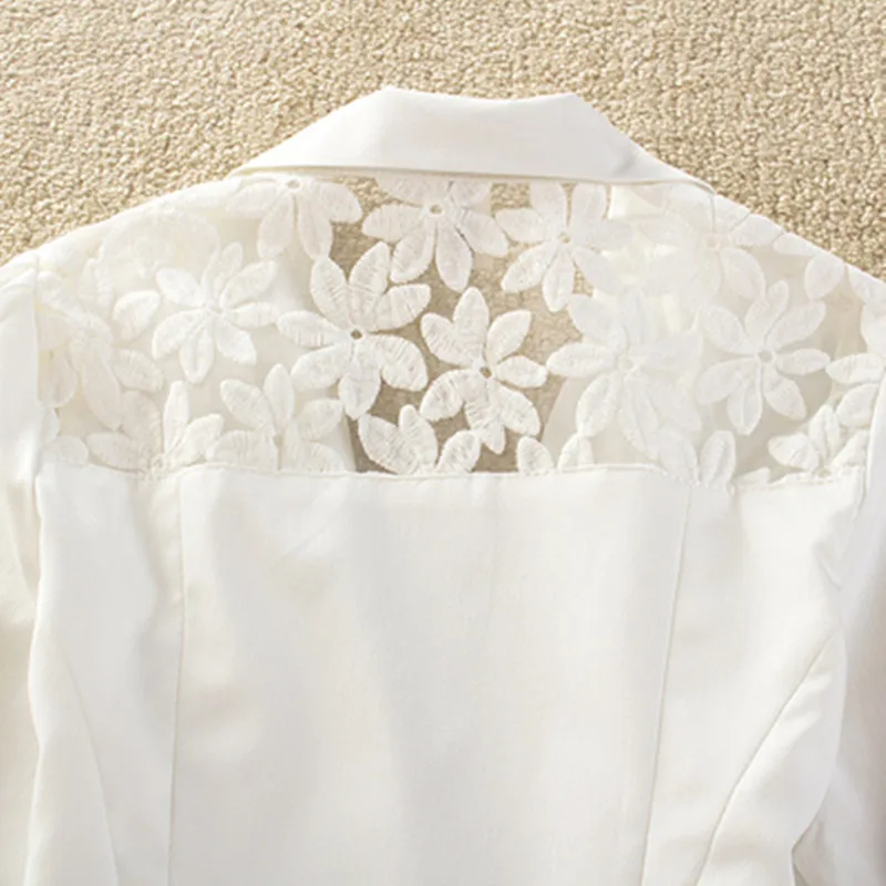 

AKSLXDMMD 2019 Spring Autumn Renda Blazer Feminino 3/4 Sleeve Back Lace Patchwork Slim Jacket Women's Suit Ladies Blazer ZL2746