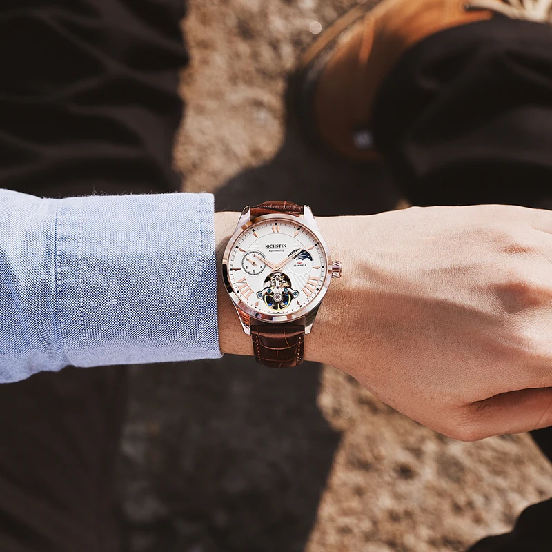 Роскошные мужские механические часы топового бренда Tourbillon Скелет