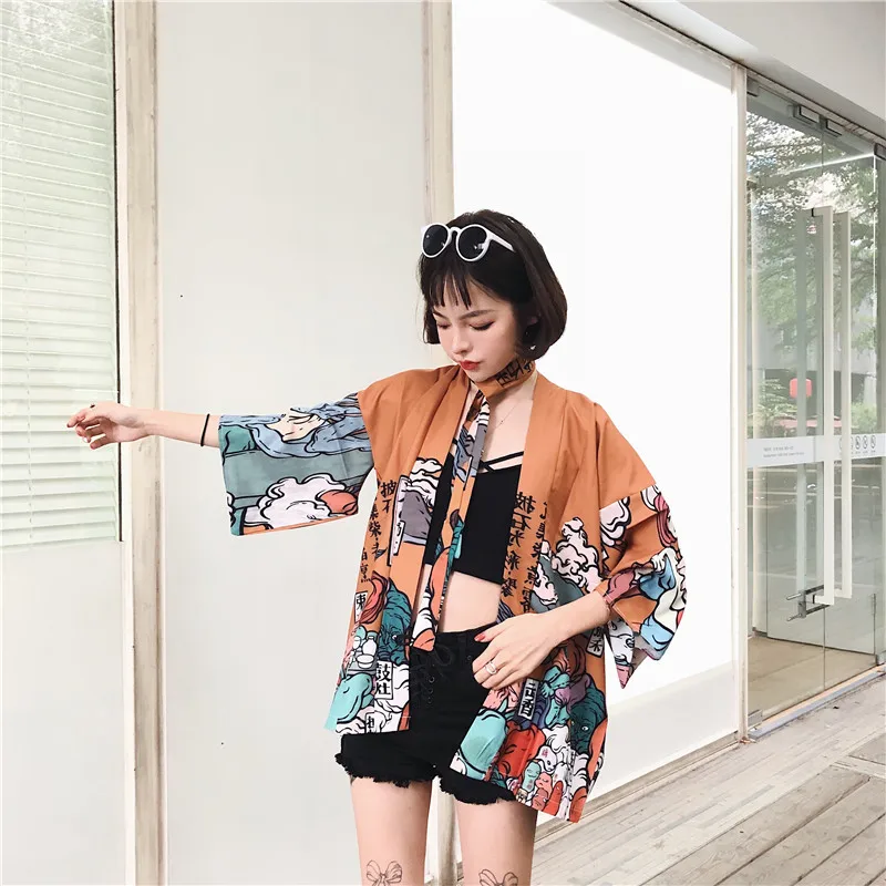 Кимоно женское пляжное юката кардиган рубашка лето 2019 | Одежда Азии и островов - Фото №1