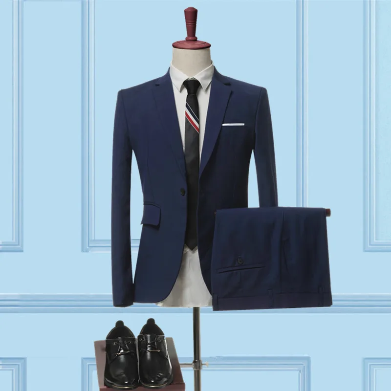 

Suit Suit Men (jacket + Pants) Fashion Slim New New 2 Sets Men's Slim Solid Color Business Casual Suit