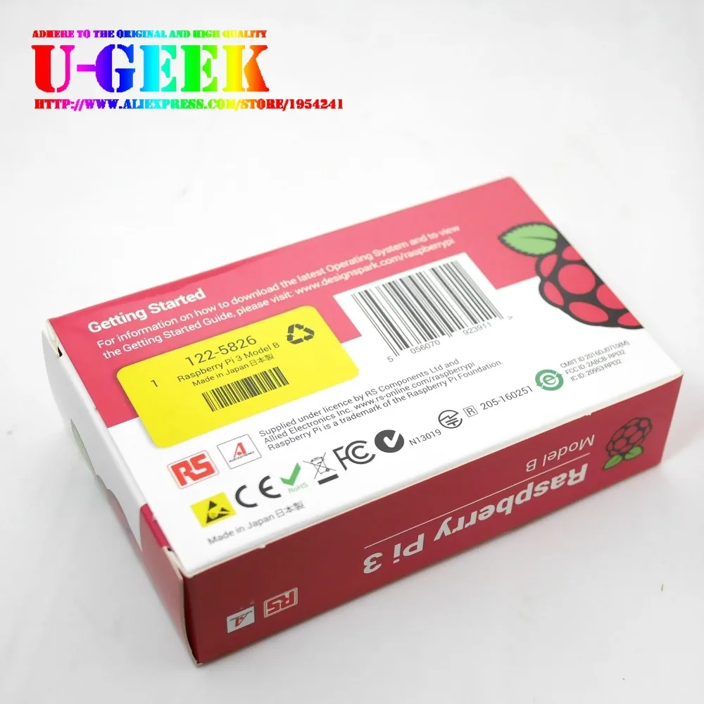 RS оригинальный Raspberry Pi 3 Model B 1 ГБ RAM четырехъядерный процессор 2 ГГц 64 бит с WiFi и