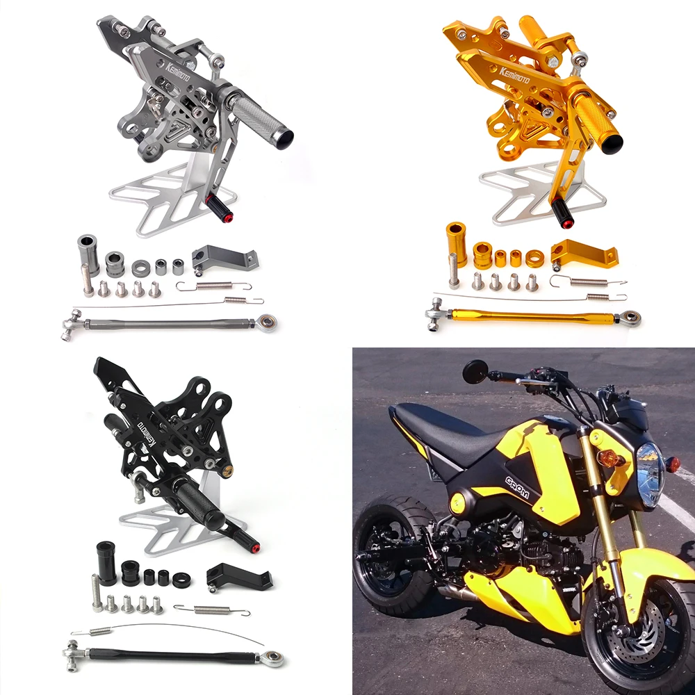 KEMiMOTO аксессуары для мотоциклов HONDA Grom MSX 125 MSX125 2013 подножки с ЧПУ Регулируемые Задние подножки