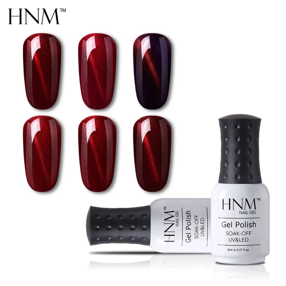 Гель для ногтей HNM 8 мл цвет красного вина кошачий глаз|nail polish soak off|gel nail polishuv gel | - Фото №1