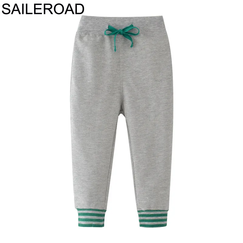 SAILEROAD Solid Boy Длинные брюки для детей Спортивные штаны Осень Дети Спортивные брюки Хлопок Девочки Карманы для детской одеж - Цвет: 7030 grey