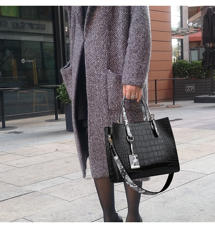 Fashion Women Handbags PU Leather Designer Shoulder Bags High Quality Crocodile Tote Messenger Bag Ladies Crossbody Hand Bags