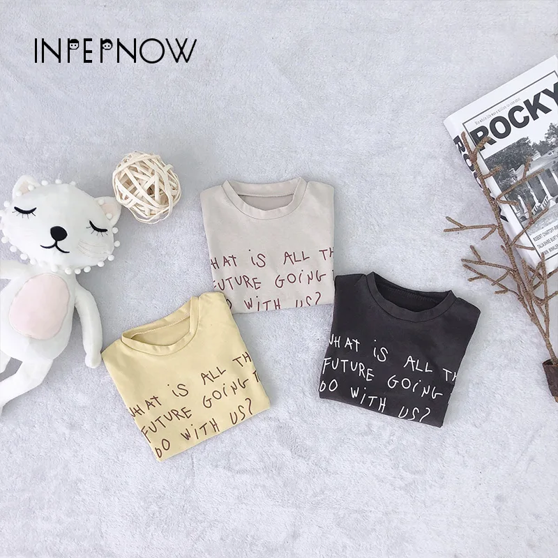 INPEPNOW/футболка для девочек мальчиков весна лето 2019 Детская футболка с буквенным
