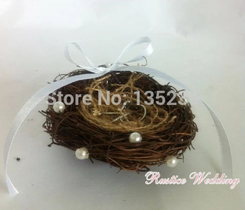 Подушка для носителя колец с бусинами коробка деревенская Свадебная рисунком