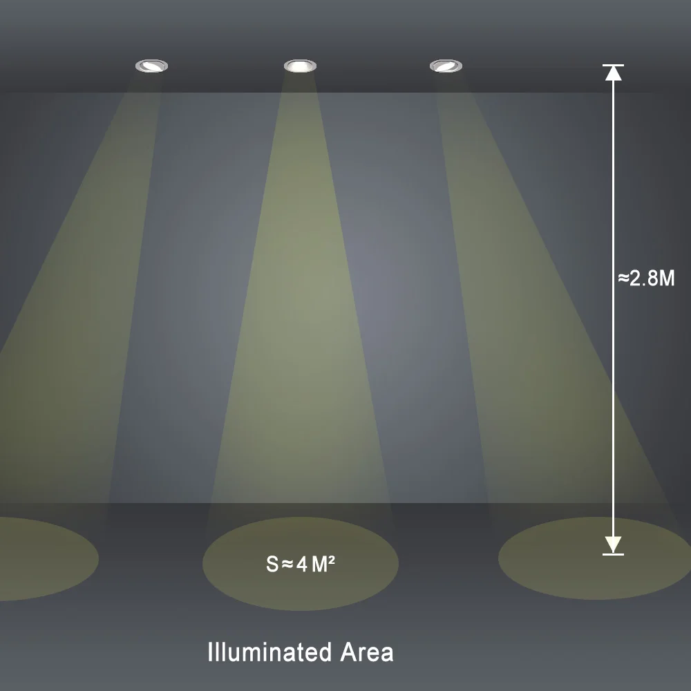 

Metal Color Directional LED Recessed Ceiling Spot Lamps Spotlight Downlights 7W Warm White 3000K Hole Diameter 70-75MM 6 Lamps