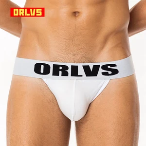 Мужские стринги с бандажом ORLVS, Черные стринги, бандаж, джоки, сексуальное нижнее белье для мужчин, гей-трусы