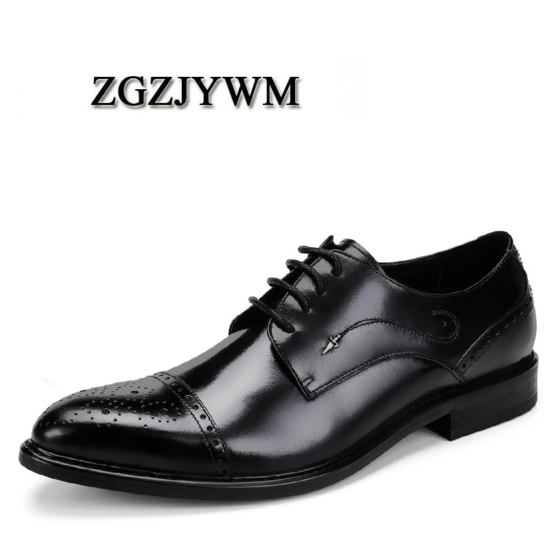 ZGZJYWM дышащие мужские деловые на шнуровке черные/коричневые/красные с острым
