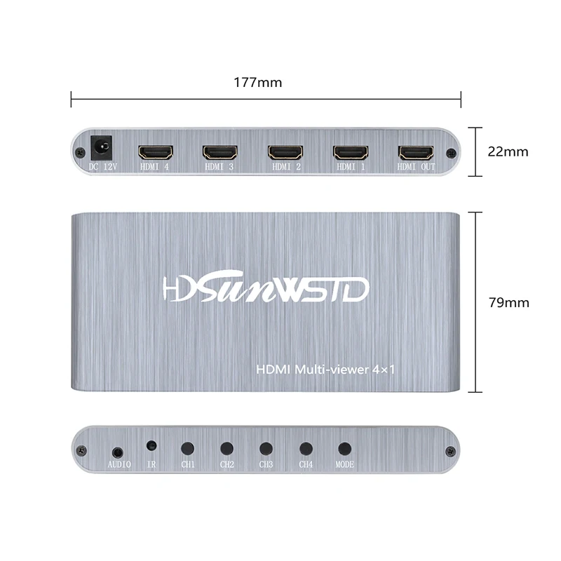 Разветвитель HDMI 4x1 четырехъядерный мультипросмотр с бесшовным