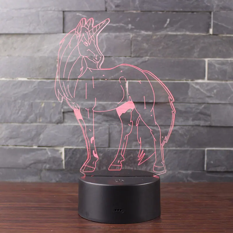 3d-лампа в виде единорога светодиодный ночсветильник 7 цветов Сенсорная лампа