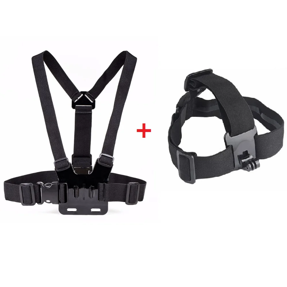 

Lightdow 2 in 1 Adjustable Head Belt + Harness Chest Strap Mount For GoPro Hero 3 3+4 5 6 SJCAM Xiaoyi Sport Cameras