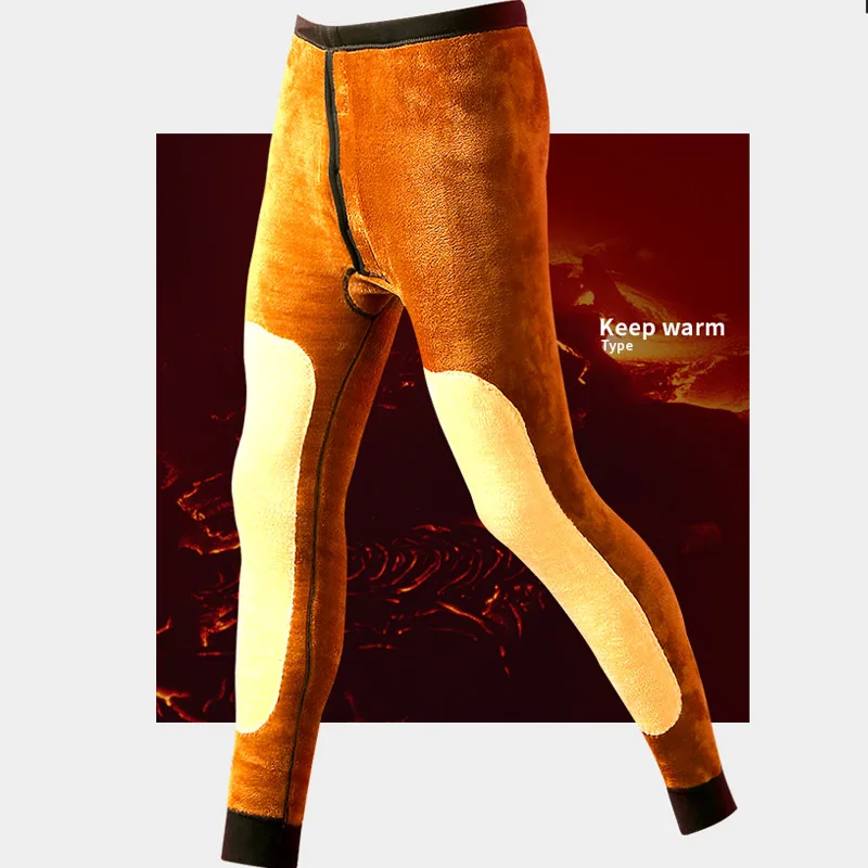 ZJX зимнее теплое термобелье Мужские штаны термосы теплые шерстяные хлопковые