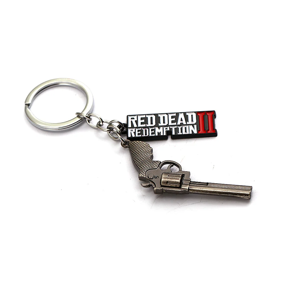 Горячая игра Reddead брелок для ключей для мужчин автомобильный брелок для ключей револьвер в форме пистолета игрушка металлические ювелирные изделия модный подарок сумка Подвески - Цвет: shuangguan