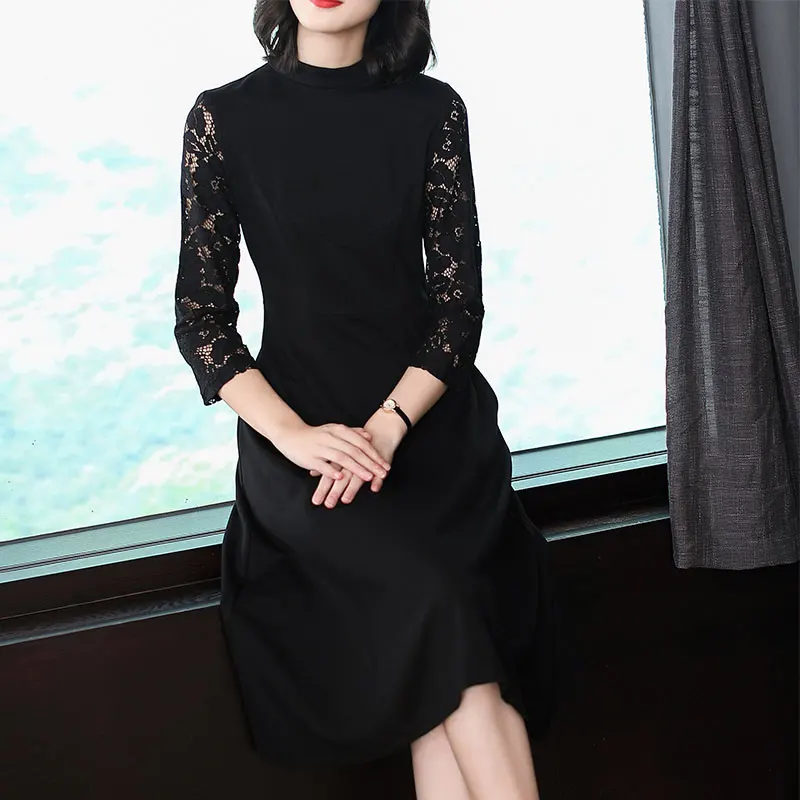 Autumn Dresses Office Lady dresses women clothes 2018 NEW fashion Ruffles dress lace sleeves casual | Женская одежда